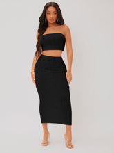 Cargar imagen en el visor de la galería, Love God. Store Women Two-piece Outfits SXY Textured Crop Tube Top Pencil Skirt Set price
