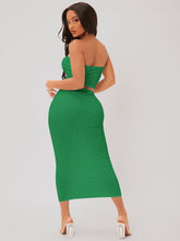 Cargar imagen en el visor de la galería, Love God. Store Women Two-piece Outfits SXY Textured Crop Tube Top Pencil Skirt Set price
