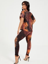 Cargar imagen en el visor de la galería, Love God. Store Women Two-piece Outfits Tie Dye Drop Shoulder Top Leggings Set price
