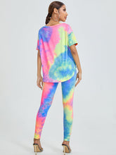Load image into Gallery viewer, Love God. Store Women Two-piece Outfits Tie Dye Drop Shoulder Top Leggings Set price
