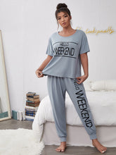 Load image into Gallery viewer, Love God. Store XL Size Pajama Sets Dusty Blue / 1XL XL Slogan Graphic Pajama Set price
