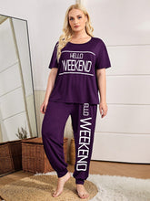 Lade das Bild in den Galerie-Viewer, Love God. Store XL Size Pajama Sets Purple / 1XL XL Slogan Graphic Pajama Set price
